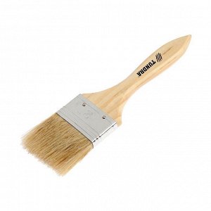 Кисть плоская TUNDRA, смешанная щетина, деревянная ручка, 2", 50 мм