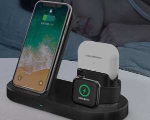 Док станция H10 черная Wireless Charger+AirPods+watch series