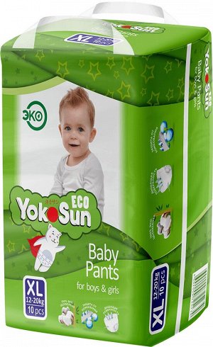 ECO YokoSun детские подгузники-трусики размер ХL (12-20кг.) 10 шт./16