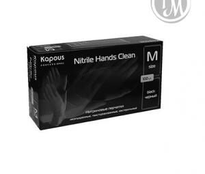 Kapous нитриловые перчатки nitrile hands clean черные размер m 100 шт. в уп.