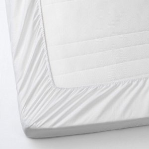 ЛЕНАСТ Наматрасник для детской кроватки, водоотталкивающий, белый, 60x120 см