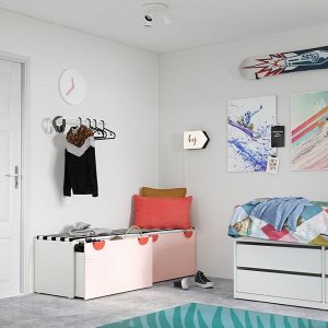 SM?STAD, скамейка для хранения игрушек, белый / бледно-розовый, 90x52x48 см
