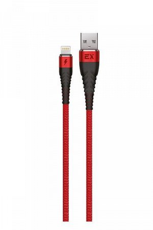 Кабель Exployd, USB - 8 Pin, нейлон, красный, 1 метр, 2.1A