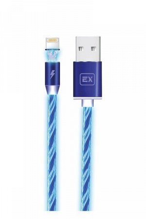 Кабель Exployd, USB - 8 Pin, силикон, синий, 1 метр, 2.1A, Magnetic, Light
