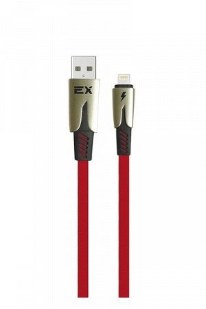 Кабель Exployd, USB - 8 Pin, плоский, нейлон, красный, 1 метр, 2.1A