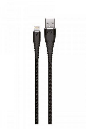 Кабель Exployd, USB - 8 Pin, нейлон, чёрный, 1 метр, 2.1A