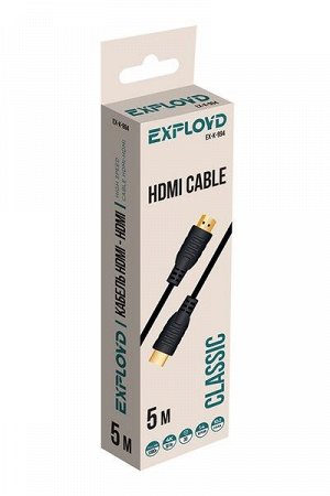 Кабель Exployd, HDMI-HDMI, V1.4, круглый, чёрный, 5М, Classic, EX-K-994