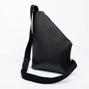 Сумка-слинг, отдел на молнии, наружный карман, длинный ремень, цвет чёрный