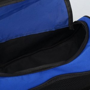 Сумка спортивная на молнии, наружный карман, длинный ремень, цвет синий/чёрный