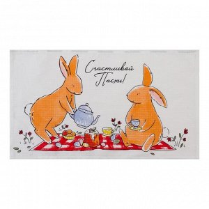 Полотенце Доляна «Пасхальные зайчики» 35x60 см,100% хлопок, вафля