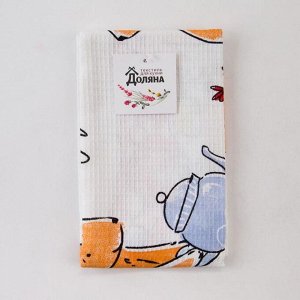 Полотенце Доляна «Пасхальные зайчики» 35x60 см,100% хлопок, вафля