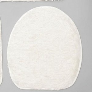 Набор ковриков для ванны и туалета Доляна «Плюшевый», 3 шт: 80x49, 40x49, 40x35 см, цвет белый
