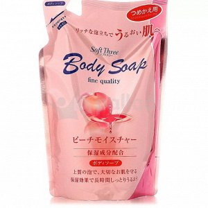 "Mitsuei" "Soft Three" Интенсивно увлажняющий гель для душа с экстрактом персика (мягкая экономичная упаковка), 400мл,
