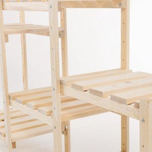Стеллаж деревянный, 7 полок, 122x31x99.6 см, хвоя, регулируемый, напольный
