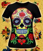 Футболки короткий рукав &quot;Sugar Skull  (Светится в темноте и ультрафиолете)&quot;