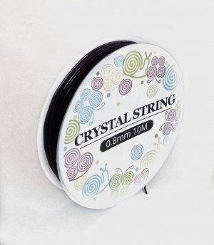 Нить-резинка (спандекс) для браслетов, 0,8 мм, черная, катушка, 10 метров (Crystal String)