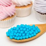 Кондитерская посыпка шарики 6 мм, голубые перламутровые, 50 г
