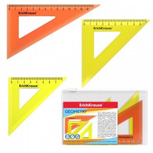 Набор чертежный мал 3 пр ErichKrause Neon (угол 7см/45°-желт, 9см/45°-желт, 13см/60°- оранж) 6485084