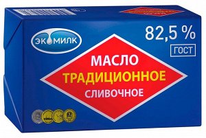 Масло  "Экомилк", Традиционное сливочное 82,5%, 180г