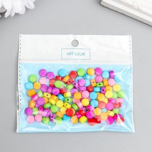 Набор бусин для творчества пластик "Цветные кругляшки" набор 120 шт 0,3х0,6х0,6 см