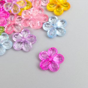 Декор для творчества пластик "Цветок" прозрачный набор 50 шт 1,2х1,2 см