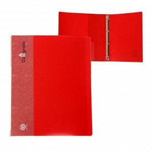 Папка на 4 кольцах А4,, 40 мм, 700 мкм, внутренний и торцевой карман, красная