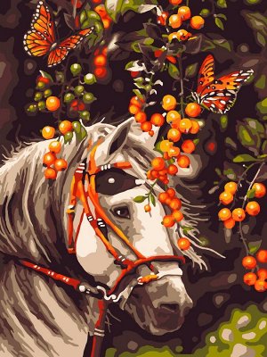 Набор для творчества LORI Картина по номерам "Белая лошадь"4
