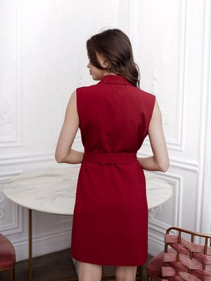 Платье - жакет без рукавов, с отдельным поясом NEW. Цвет бордовый
