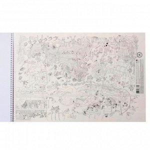 Альбом для рисования А3, 40 листов на гребне с раскраской "На дне морском", обложка мелованный картон, блок 100 г/м2