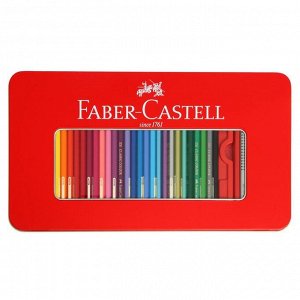 Карандаши 60 цвета Faber-Castell «Замок», шестигранный корпус, 2 чернографитных карандаша , с ластиком и точилкой, в металлическом пенале