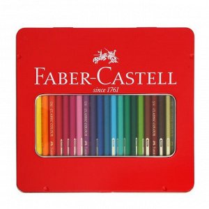 Карандаши 24 цвета Faber-Castell «Замок», шестигранный корпус, заточенные, в металличествоки корпусе