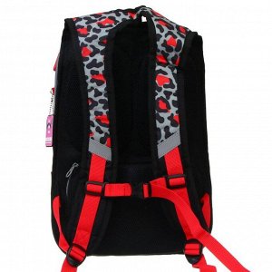 Рюкзак молодёжный, Merlin, GL2020, 44 x 30 x 13 см, эргономичная спинка, чёрный/красный