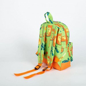 Рюкзак на молнии, светоотражающая полоса, цвет салатовый