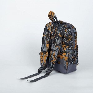 Рюкзак детский, отдел на молнии, наружный карман, светоотражающая полоса, цвет серый/оранжевый
