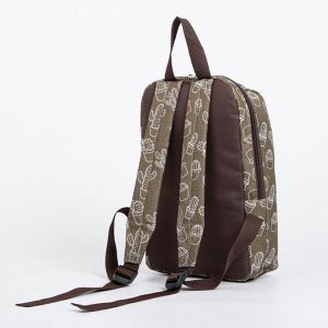 Рюкзак детский, отдел на молнии, 2 наружных кармана, цвет коричневый