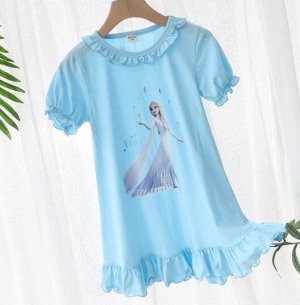 Детское платье, принт "принцесса", цвет голубой