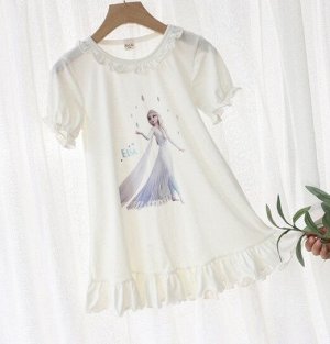 Детское платье, принт "принцесса", цвет белый