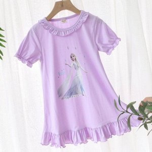Детское платье, принт "принцесса", цвет фиолетовый
