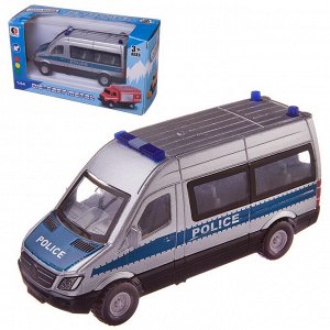 Машинка-микроавтобус Junfa Полиция металлическая с открывающими дверцами, 16x6x9см110