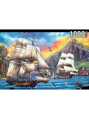 Пазлы Konigspuzzle Старинные корабли на закате 1000 элементов47