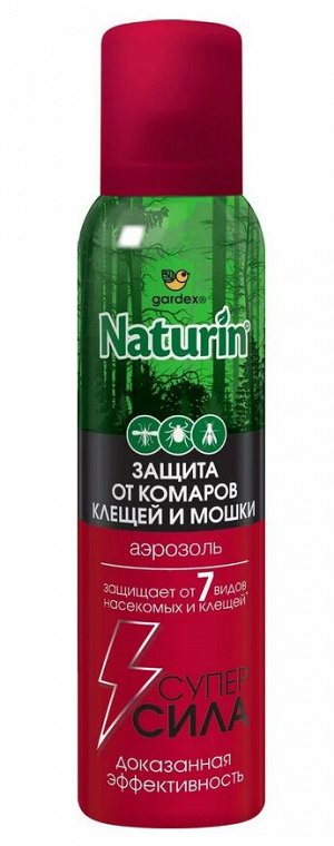 GARDEX® NATURIN® Супер Сила 3 в 1 Аэрозоль от комаров клещей и мошки, 150 мл