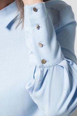 Блузка  с высоким манжетом из вискозы в рубчик
