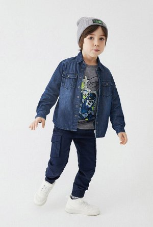 Сорочка верхняя джинсовая детская для мальчиков Weilan темно-синий