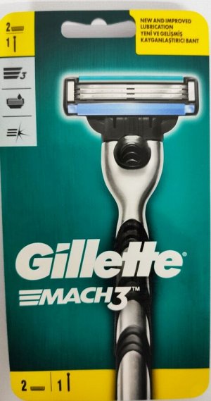 Gillette Станок бритвенный Mach3 с 2 сменными кассетами, без подставки