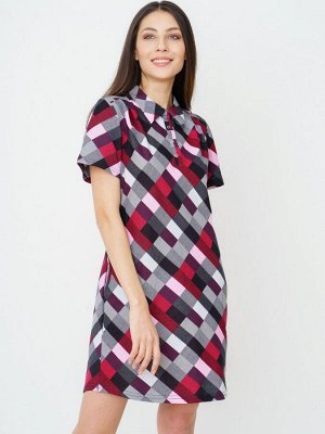 Платье-рубашка жен.арт.551-9,черно-бордовая