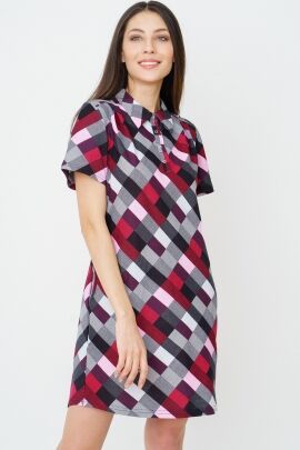 Платье-рубашка жен.арт.551-9,черно-бордовая