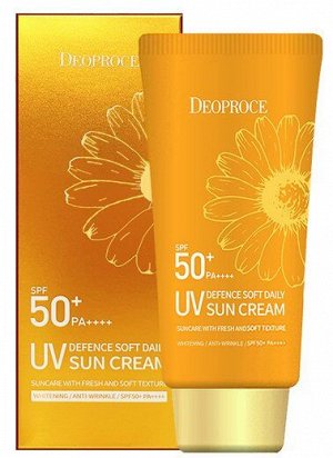 Легкий увлажняющий солнцезащитный крем для лица Deoproce UV Defence Soft Daily Sun Cream SPF PA 50+ PA++++, 70гр