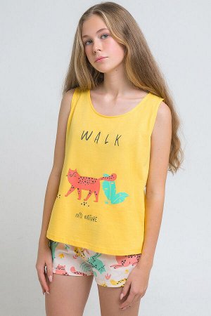 Комплект для девочки КБ 2602 солнечный + леопарды на бледно-персиковом