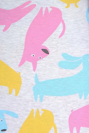 Комплект для девочки КБ 2764 разноцветные собаки на меланже