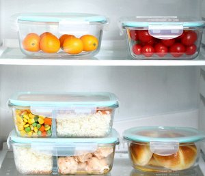 Стеклянный контейнер(ланч-бокс) для хранения пищевых продуктов, круглый, цвет
